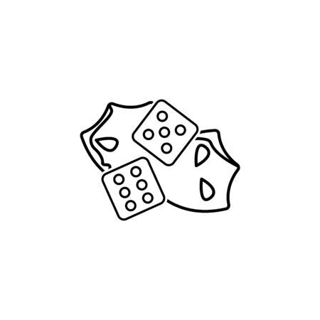 Dice theatre icon. Element of theatre illustration. Premium quality graphic design icon. Signs and symbols icon for websites, web design, mobile app on white backgroundのイラスト素材