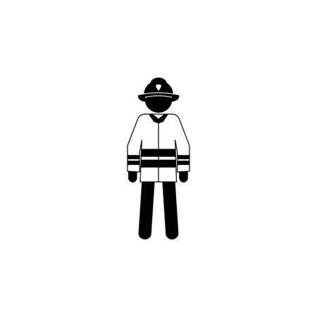 silhouette of a fireman icon. Special services element icon. Premium quality graphic design icon. Professions signs, isolated symbols collection icon for websites, web design on white backgroundのイラスト素材