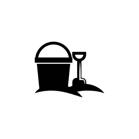 a bucket and a shovel on the sand icon. Element of beach holidays icon for mobile concept and web apps. Isolated a bucket and a shovel on the sand icon can used for web and mobile on white backgroundのイラスト素材