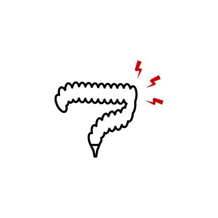 bowel pain icon. Element of human body pain for mobile concept and web apps illustration. Thin line icon for website design and development, app development on white backgroundのイラスト素材