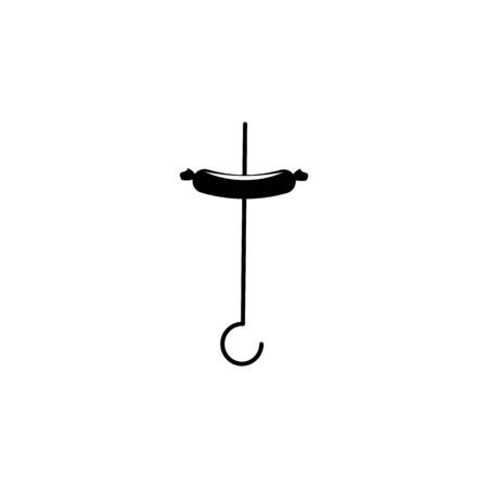 sausage on a skewer illustration. Element of meat product icon for mobile concept and web apps. Isolated sausage on a skewer icon can be used for web and mobile. Premium icon on white backgroundのイラスト素材