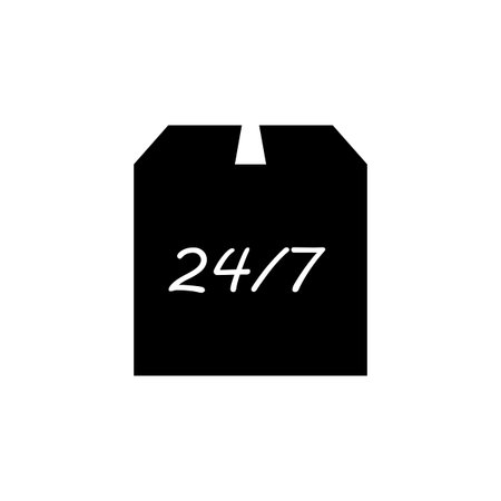 packing box and 24 7 icon. Element of logistics icon. Premium quality graphic design icon. Signs and...