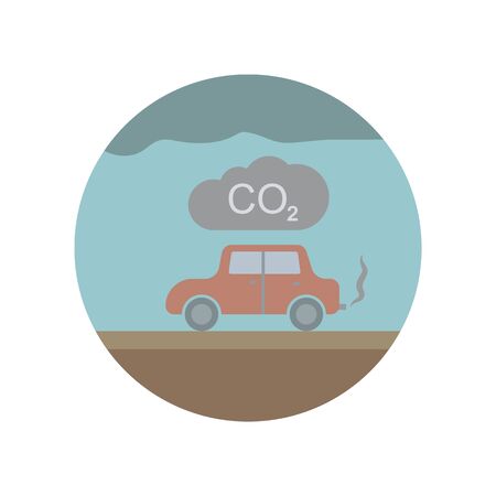 Carbon, dioxide, gas, global, warming color icon. Element of global warming illustration. Signs and symbols collection icon for websites, web design, mobile app on white background on white backgroundのイラスト素材