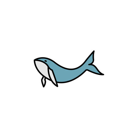 whale line icon. signs and symbols can be used for web, logo, mobile app, ui, ux colored iconのイラスト素材