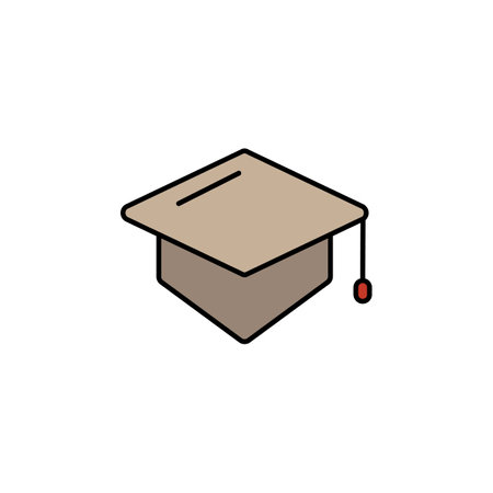 graduated, knowledge, university line illustration. element of education illustration icons. Signs, symbols can be used for web, logo, mobile app, UI, UX colored iconのイラスト素材