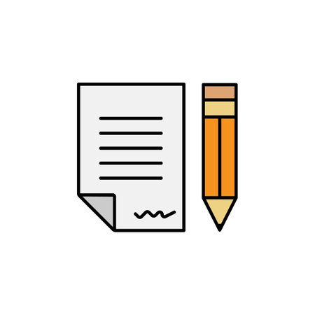 list, paper, pen line illustration. element of education illustration icons. Signs, symbols can be used for web, logo, mobile app, UI, UX colored iconのイラスト素材
