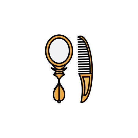mirror, comb line icon. Elements of wedding illustration icons. Signs, symbols can be used for web, logo, mobile app, UI, UX colored iconのイラスト素材