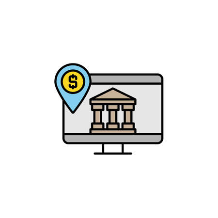 online, banking line icon. Elements of finance illustration icon. Premium quality graphic design icon.のイラスト素材