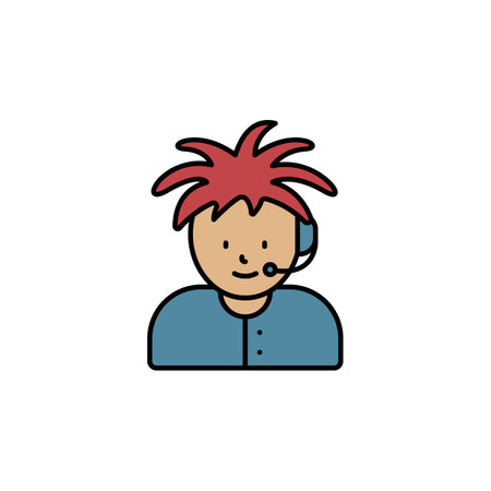 call center, avatar line icon. Elements of call centre illustration icon. Premium quality graphic design icon. Can be used for web, logo, mobile app, UI, UXのイラスト素材