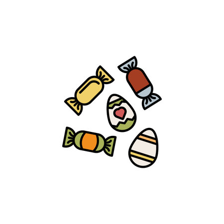 egg, candy, sweets, easter line colored icon. Signs and symbols can be used for web, logo, mobile...