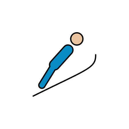 ski jumping, winter, sport outline icon. Element of winter sport illustration. Signs and symbols icon can be used for web, mobile app, UI, UX colored iconのイラスト素材