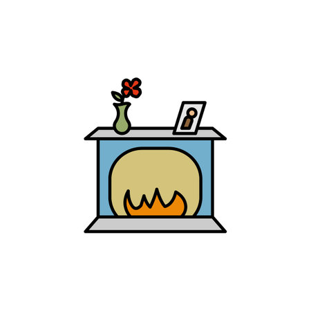 family heater, stove line icon on white background. Signs and symbols can be used for web, logo, mobile app, UI, UXのイラスト素材