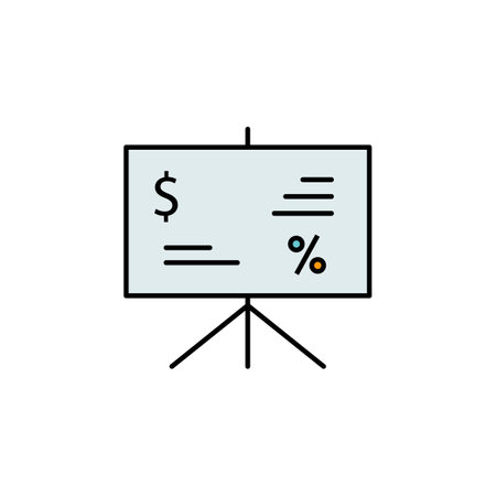 Presentation finance chart outline icon. Element of finance illustration icon. signs, symbols can be used for web, logo, mobile app, UI, UX colored iconのイラスト素材