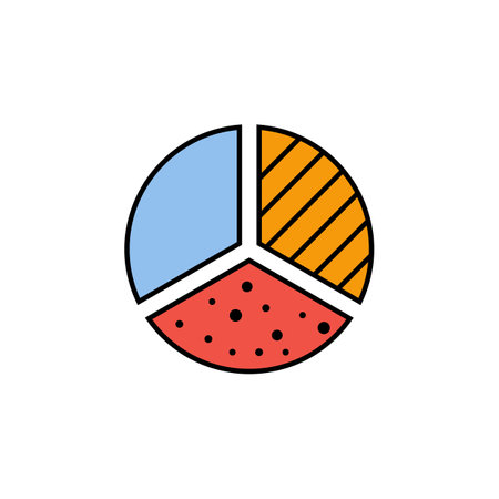 Pie chart stats finance outline icon. Element of finance illustration icon. signs, symbols can be used for web, logo, mobile app, UI, UX colored iconのイラスト素材