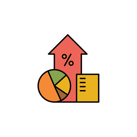 Charts finance chart outline icon. Element of finance illustration icon. signs, symbols can be used for web, logo, mobile app, UI, UX colored iconのイラスト素材