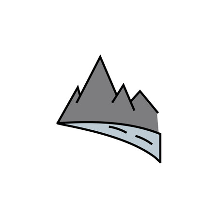 goal, mountain, achievements, nature line icon on white background. Elements of mountaineering icon. Can be used for web, logo, mobile app, UI, UX colored iconのイラスト素材