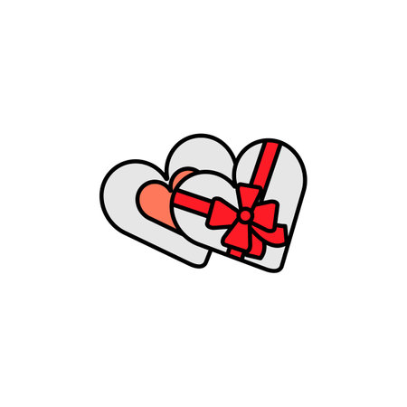 gift box line icon. Elements of valentines day illustration icons. Signs, symbols can be used for web, logo, mobile app, UI, UX on white background colored iconのイラスト素材