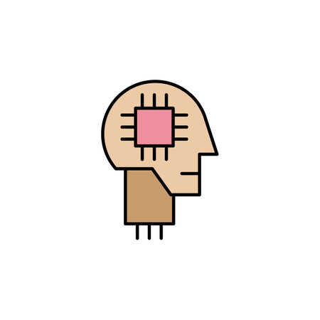 Robotics human mind robot outline icon. Signs and symbols can be used for web, logo, mobile app, UI, UX on white background colored iconのイラスト素材