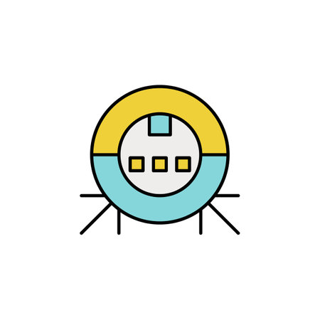 Robotics robot vacuum outline icon. Signs and symbols can be used for web, logo, mobile app, UI, UX on white background colored iconのイラスト素材