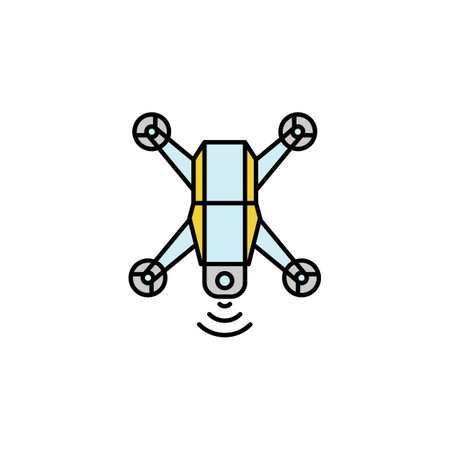 Robotics drone outline icon. Signs and symbols can be used for web, logo, mobile app, UI, UX on white background colored iconのイラスト素材