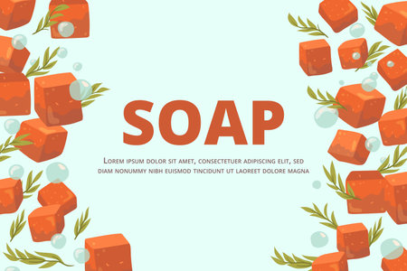 Text frame made of handmade red soap. Copy space for website, banner, blog.のイラスト素材