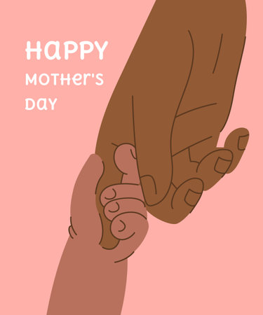 Black parents and children hands. Family love and relationship concepts. Vector illustration isolated on a white background for happy mother's day.のイラスト素材