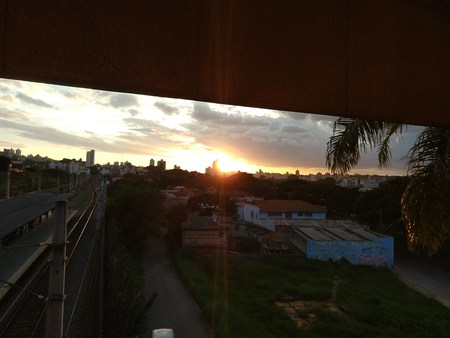 Sunset at subway stationの写真素材