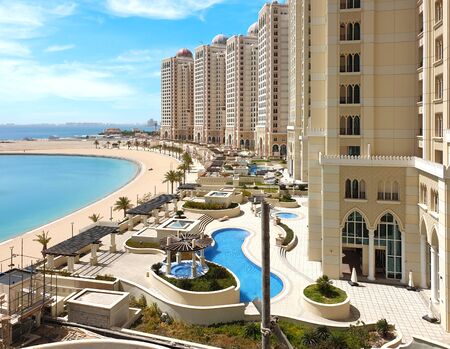 The pearl Artificial island in Doha Qatar  beach bay taken in May 2019の写真素材