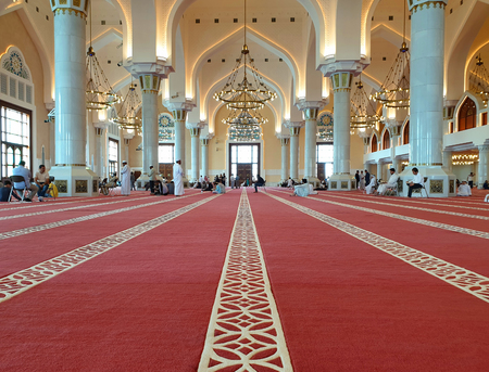 The mosque of Imam Muhammad bin Abdulwahhab on Friday in Doha Qatar after prayer taken in May 2019のeditorial素材