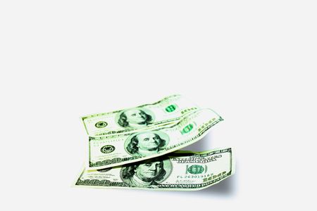 Three isolated bank notes of 300 dollarsの写真素材