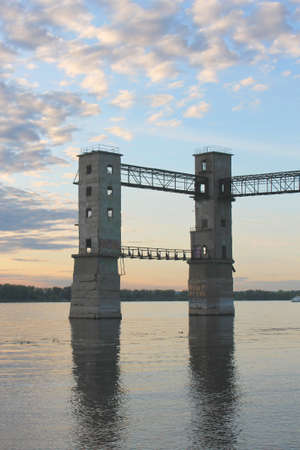 sunset over the riverの写真素材