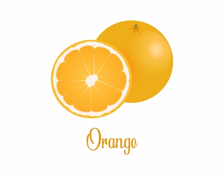 Orange cartoon picture. Orange illustration image. fresh Orange. fresh Orange on white backgroundの写真素材