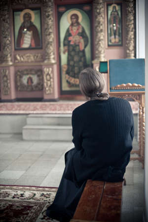 MOSCOW - MARCH 13: Orthodox liturgy with bishop Mercury in High Monastery of St Peter in Moscow on March 13, 2010 in Moscowのeditorial素材