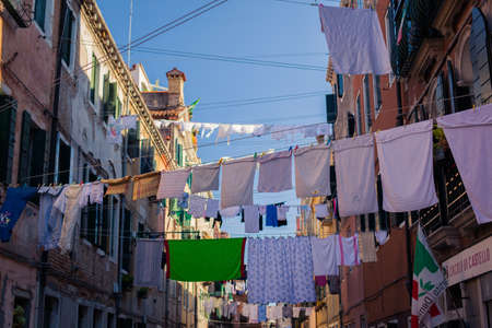 Linen in Venice streetsの写真素材