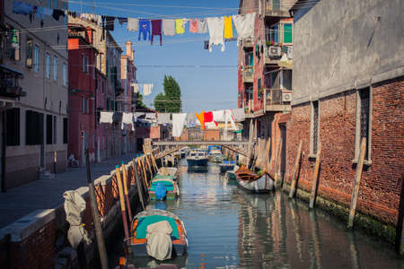 Gondolas in Venice streetのeditorial素材
