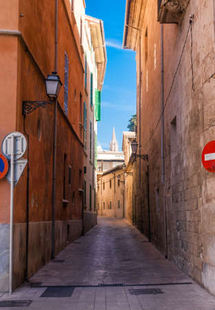 Street in old city of Palma de Mallorca, Spainの写真素材