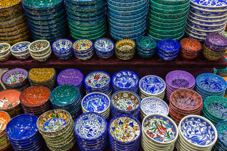 ISTANBUL, TURKEY - JUNE 22: Market stall at Grand Bazaar on June 22, 2015 in Istanbul, Turkeyのeditorial素材