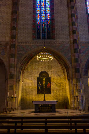 Old church in Toulouse with colored windowsのeditorial素材