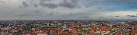 Beautiful top view panoramic of Copenhagen roofs, Denmark from aboveの写真素材