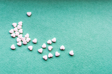 Small white hearts on a white background. Valentine's Day cardの写真素材