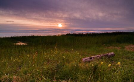 Sunset and the White Sea in summer seasonの写真素材