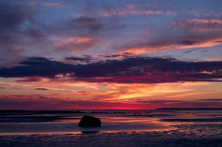 Sunset and the White Sea in summer seasonの写真素材