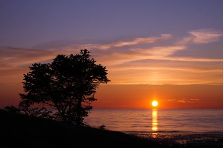 Sunset and the White Sea in summer seasonの写真素材