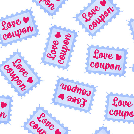 Seamless pattern of love coupons for the wedding or Valentine's Day. Cartoon vector isolated design for wallpaper, wrapping paper, textile, etc.のイラスト素材