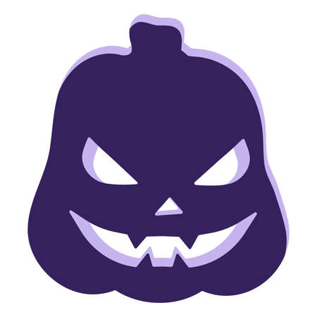 Halloween Jack-o-lantern pumpkin with spooky emotions. Traditional Halloween symbol and decorative element. Vector cartoon isolated illustration.のイラスト素材