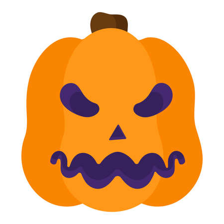 Halloween Jack-o-lantern scare orange pumpkin. Traditional holiday decoration symbol. Vector cartoon isolated illustration.のイラスト素材