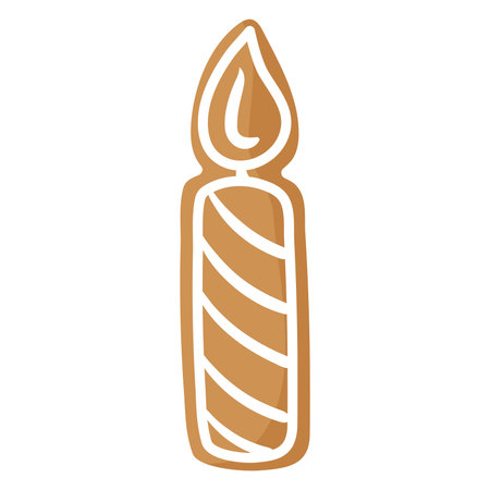 Christmas festive candle gingerbread cookie covered by white icing. Merry christmas and happy new year concept.のイラスト素材