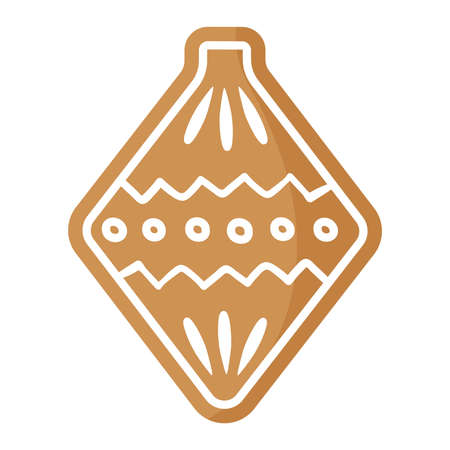 Christmas festive Christmas tree decoration gingerbread cookie covered by white icing. Merry christmas and happy new year concept.のイラスト素材