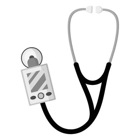 Medical diagnostic devices for auscultation of sounds coming from the heart, blood vessels, lungs, bronchi, intestines and other organs: Electronic stethoscopes or phonendoscopes.のイラスト素材