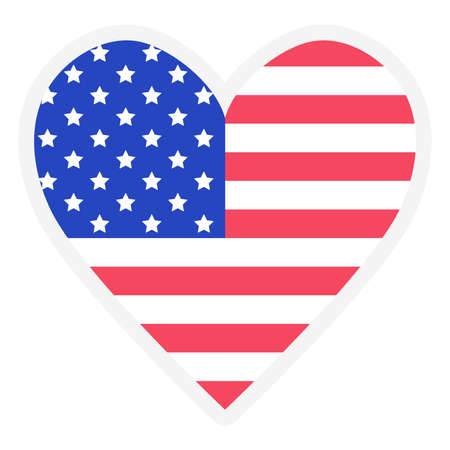 American flag in the shape of a heart. US Presidential Election. Voting, patriotism and independence concept.のイラスト素材
